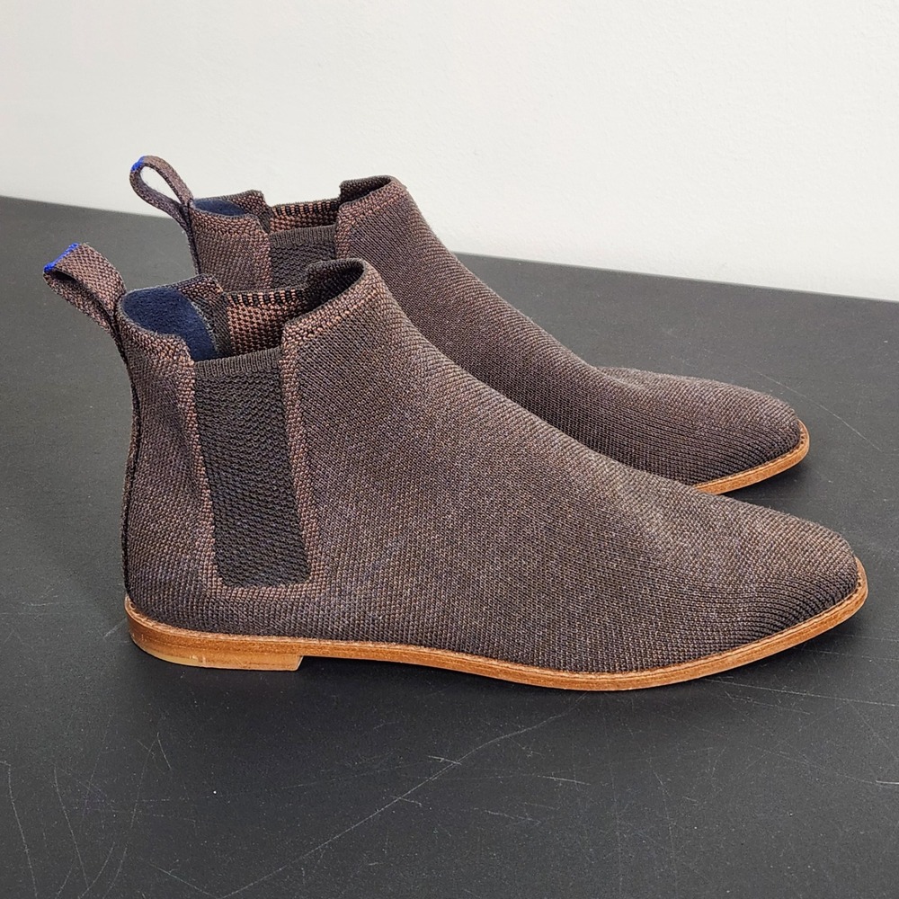Rothys The Merino Ankle Boot Wool Knit Cocoa Brown Womens 9.5